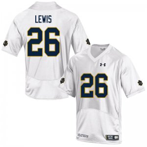 Notre Dame Fighting Irish Men's Clarence Lewis #26 White Under Armour Authentic Stitched College NCAA Football Jersey EXL3899GV